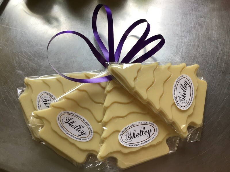 Christmas Tree Decorations in White Chocolate - Pack of 4