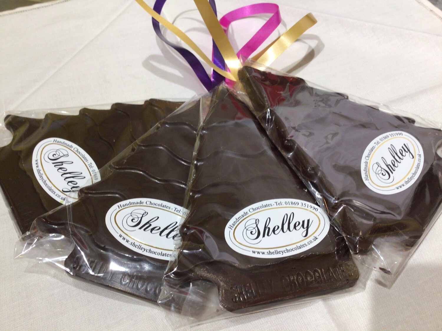 Christmas Tree Decorations in Dark Chocolate - Pack of 4
