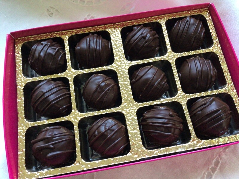 Beautiful Box of 12 Marc de Champagne Dark Chocolate Truffles