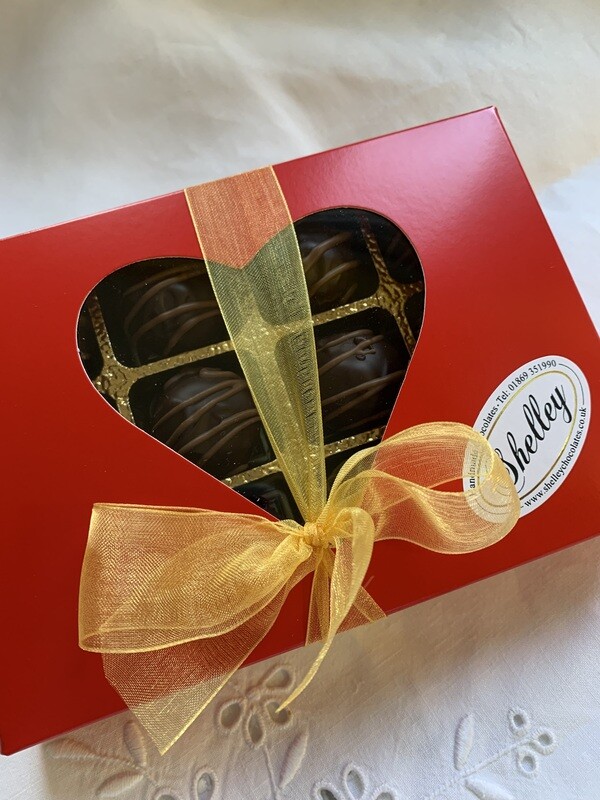Red Valentine Box of 12 Dark Chocolate Champagne Truffles