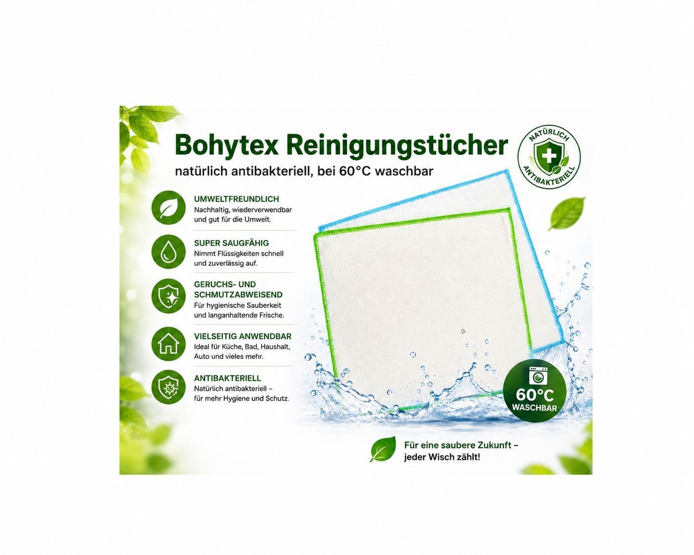 antibakterielles natürliches Reinigungstuch