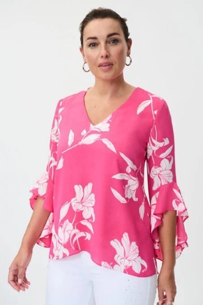 Joseph Ribkoff tuniek fuchsia wit