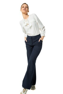 Caroline biss broek gestreept blauw wit