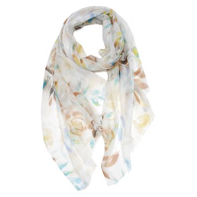 dodi sjaal gebloemd beige blauw