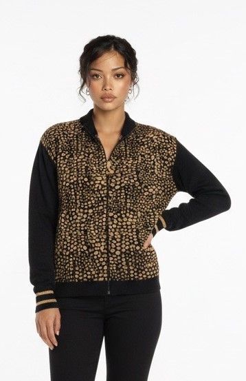 Gaia gilet camel zwart GM 2206 04186 9530