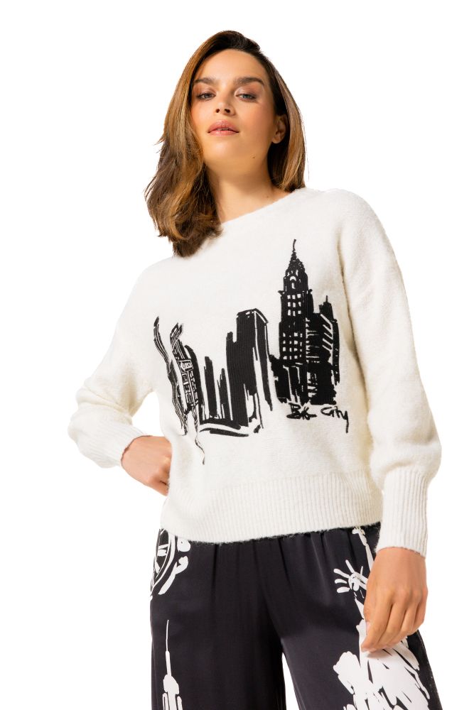 Carolne biss pull wit zwart 4239 19