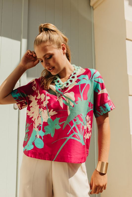 More than that Chemisier fuxia floral