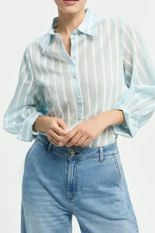 Xandres chemisier blauw wit gestreept HELOISA 14539-01-6525