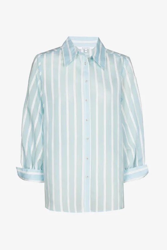 Xandres chemisier blauw wit gestreept HELOISA 14539-01-6525