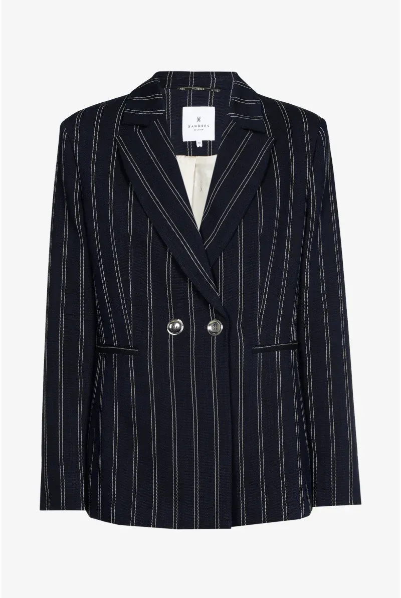 Xandres blazer gestreept blauw wit BLISSO 14513-01-8805 Xandres blazer gestreept blauw wit BLISSO 14513-01-8805
