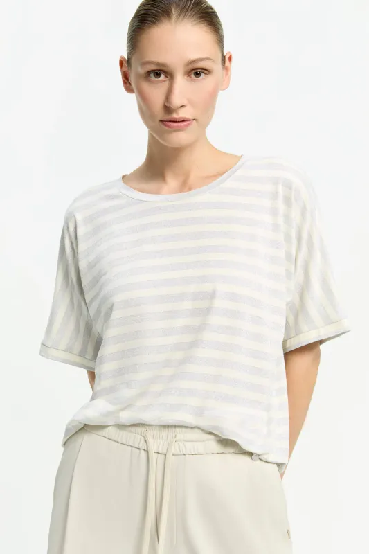 Xandres t-shirt gestreept grijs ecru hirokar 29261 02 0306