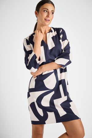 Marie Mero kleed blauw ecru 456 DT08 721 Marie Mero kleed blauw ecru 456 DT08 721