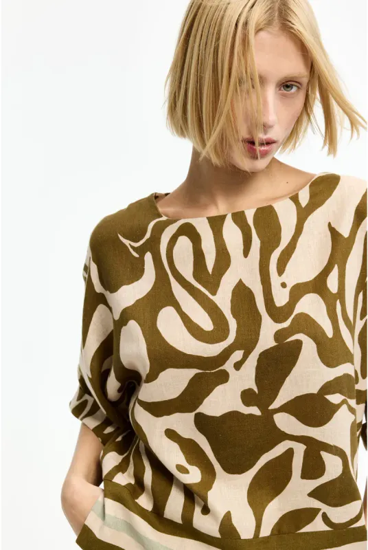 Xandres chemisier kaki ecru HIMANO 61630-01-0995