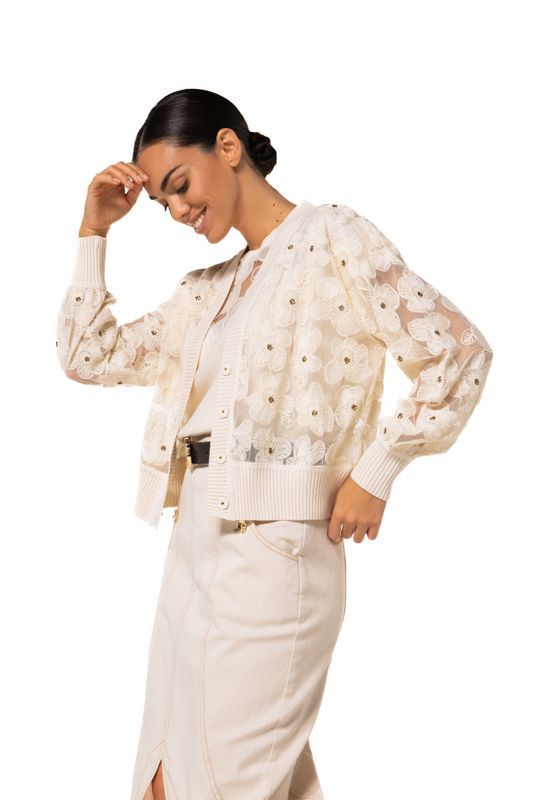 Caroline Biss gilet ecru kant 1212 93