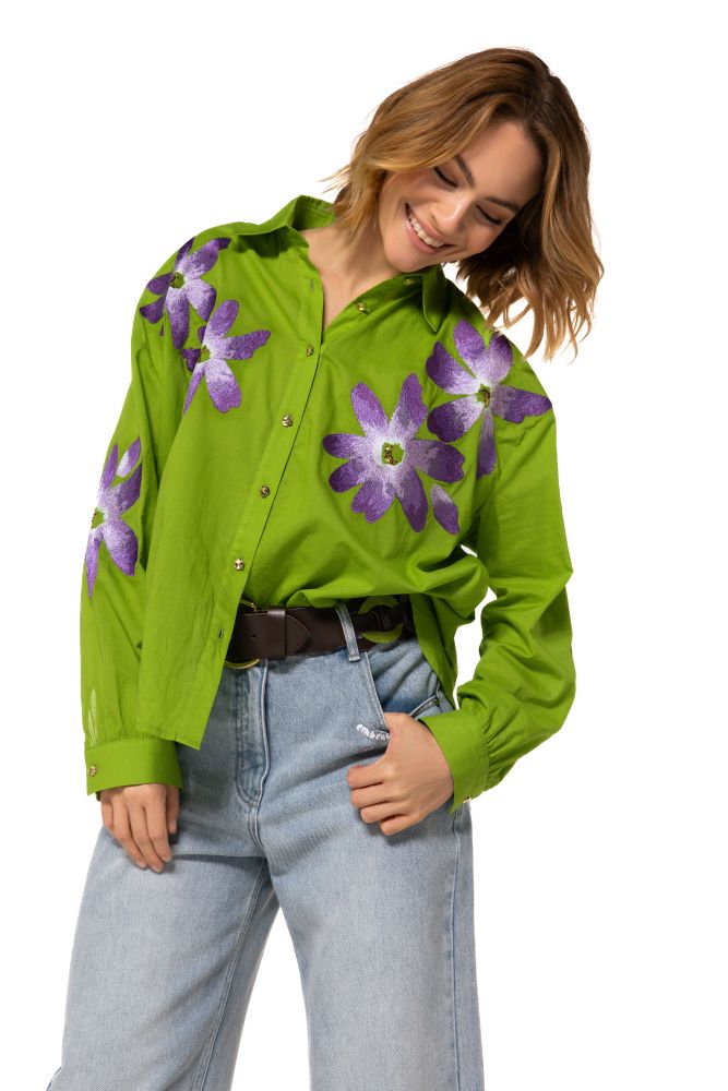 Caroline biss chemisier groen paars 1618 66 Caroline biss chemisier groen paars 1618 66