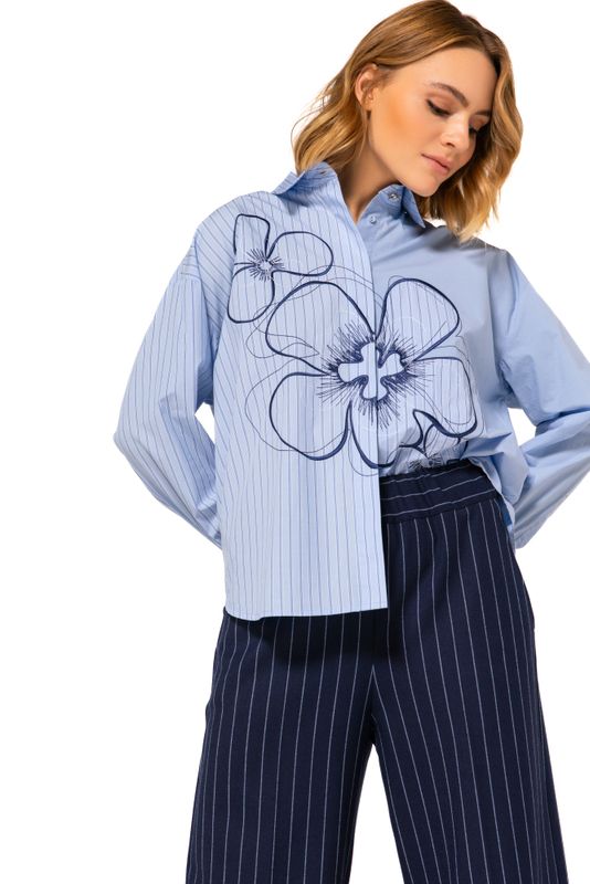 Caroline biss chemisier blauw gestreept 1680 29