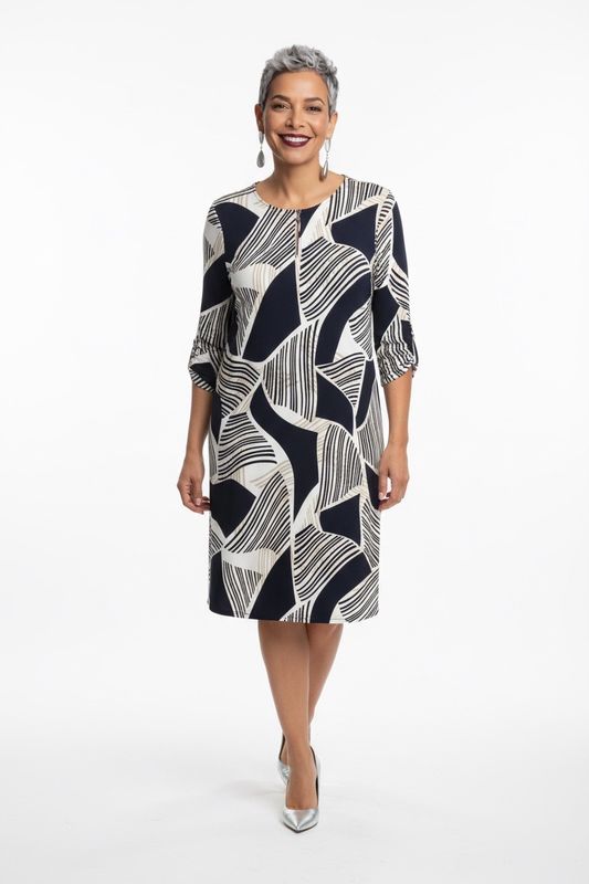 Joseph Ribkoff kleed blauw wit 261046 2539