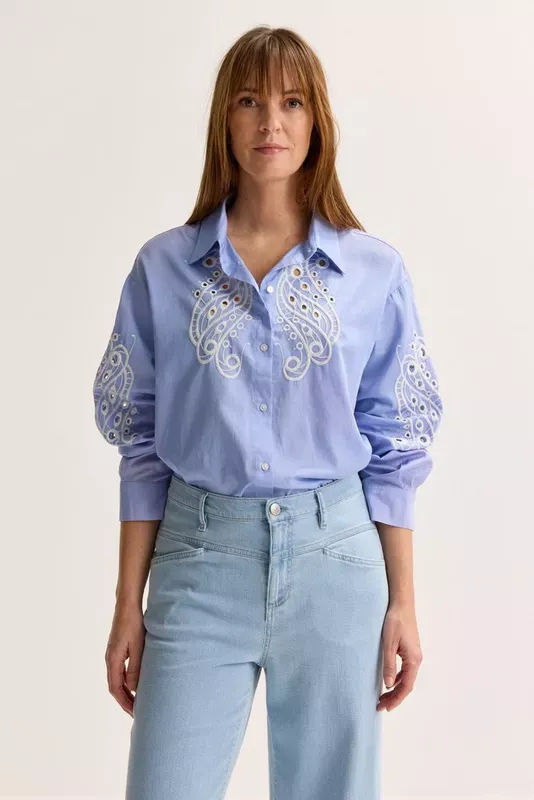 Mayerline chemisier blauw wit joanna  5825 115