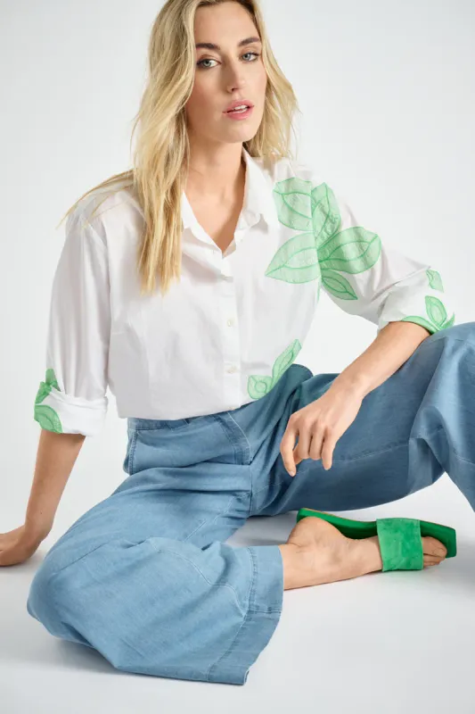 Marie Mero chemisier wit groen 237 BL55Whi+app