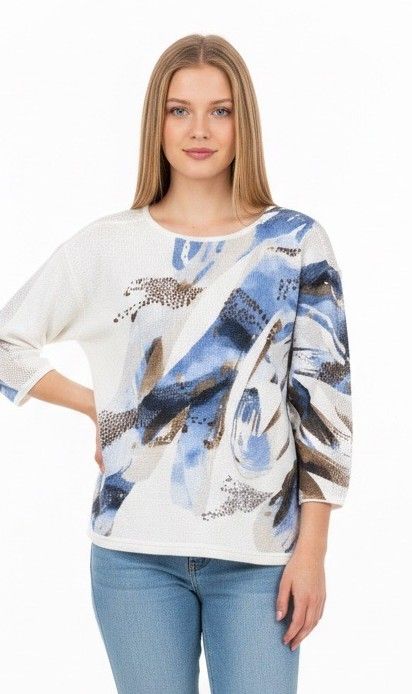 Rabe pull wit blauw 56 118612 6333