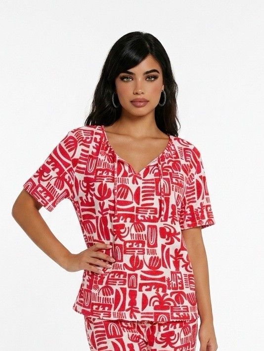 Rabe t-shirt rood wit 56 124351 6280