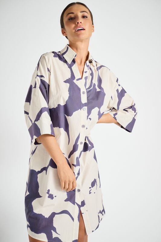 Marie mero kleed blauw ecru 476 DR16 724