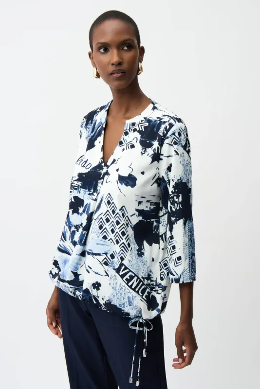 joseph ribkoff chemisier blauw wit 261030 3801