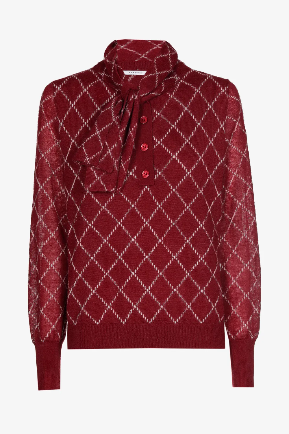 Xandres pull bordeau ecru