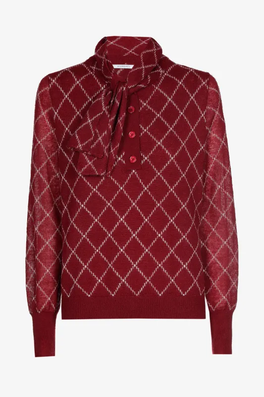 Xandres pull bordeau ecru