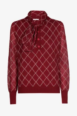 Xandres pull bordeau ecru