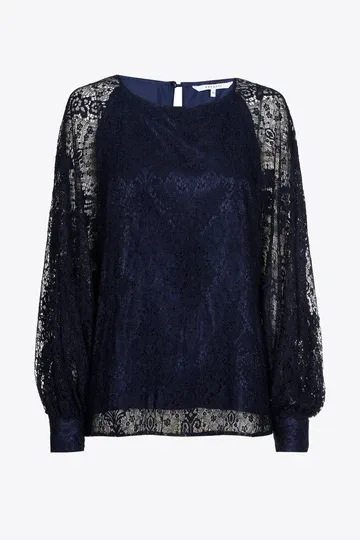 Xandres chemisier blauw kant HAMIJN - 61648-01-8800