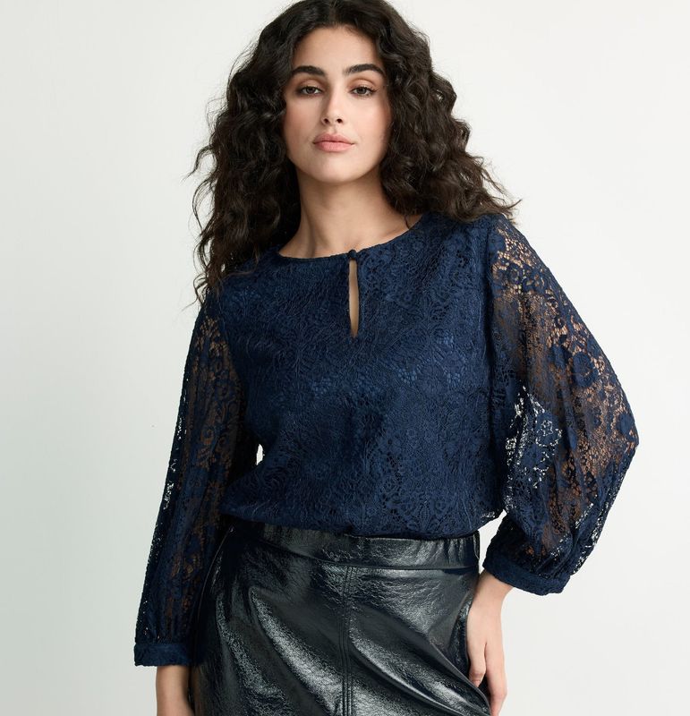 X-Hamijn chemisier blauw kant 82063 01 8800
