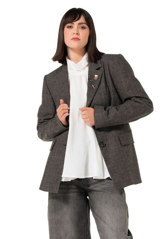 Caroline biss blazer grijs geruit 4852 12