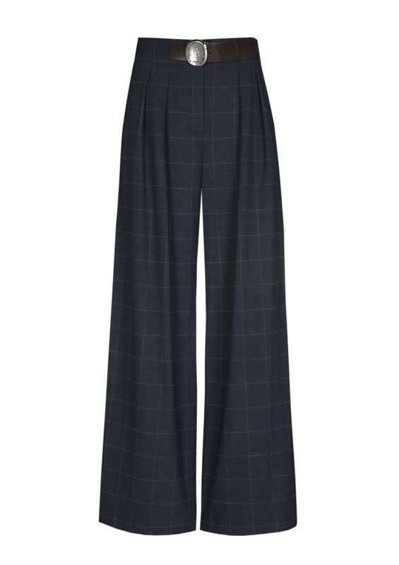 Caroline biss broek blauw geruit 4590 21