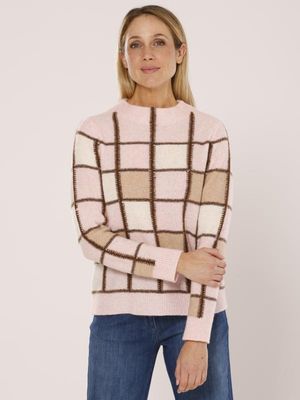 Golléhaug pull rose nerts geruit 02625 11576 418