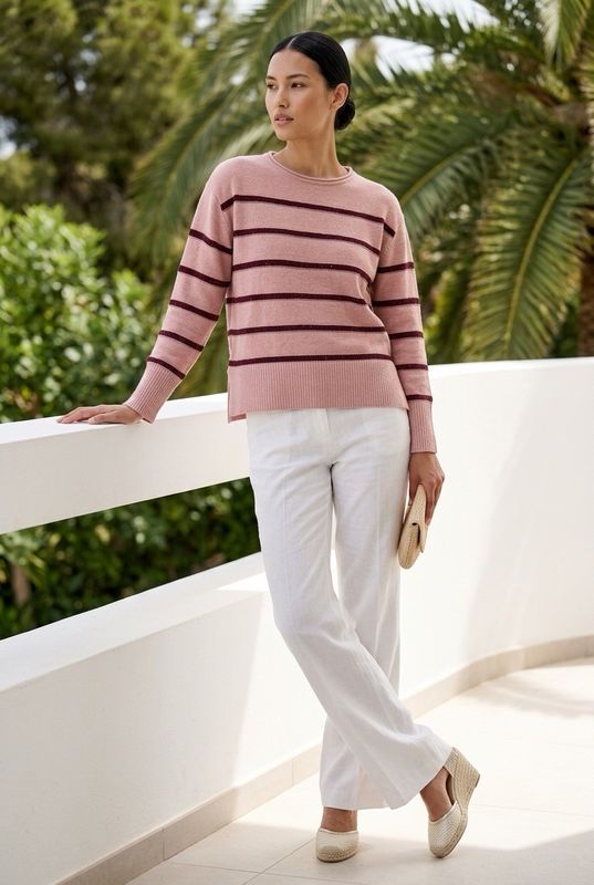 betty barclay pull gestreept rose bordeau