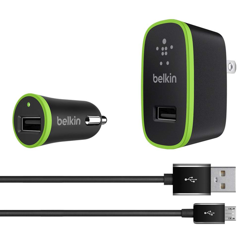 Kit Cargador Belkin de Carro y Pared , 2.4A Universal