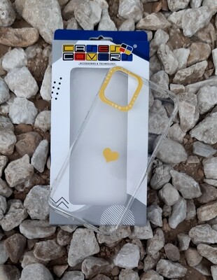 Case de silicona para IPhone11 Pro Max, Color Transparente Borde Cámara Amarillo
