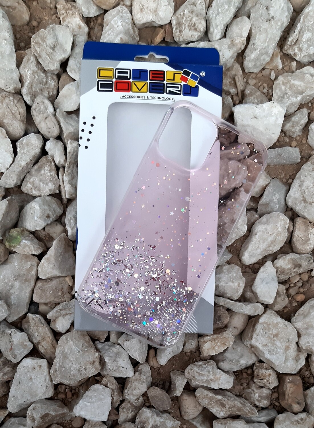 Case Glitter de Silicona para IPhone12 ProMax, Color  Rosa