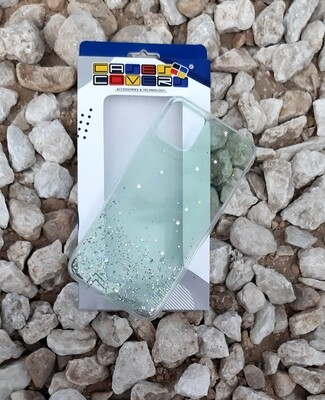 Case Glitter de silicona para IPhone11 ProMax, Color Transparente Verde Claro