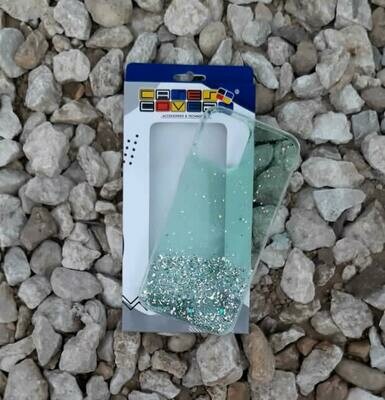 Case Glitter de silicona para IPhone12 ProMax, Color  Transparente Verde Claro