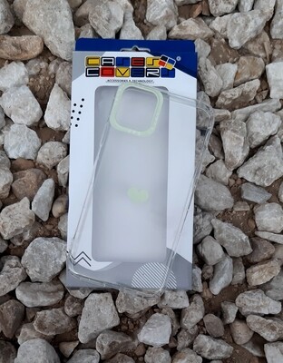 Case de silicona para IPhone11 Pro Max, Color Transparente Borde Cámara Verde Opaco