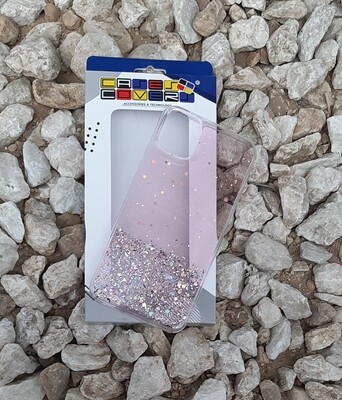 Case Glitter de silicona para IPhone11 ProMax, Color Transparente Rosa