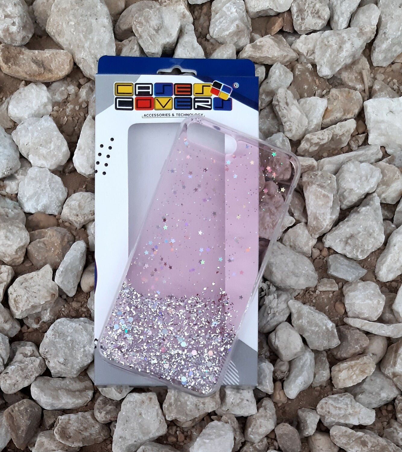 Case Glitter de silicona para iPhone 7/8 Plus, Color Transparente Rosa