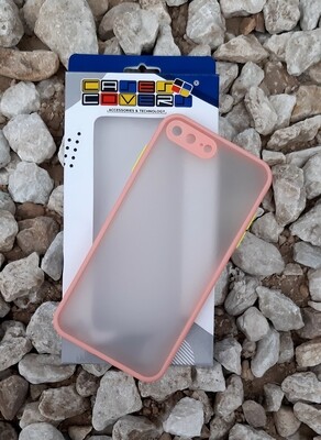 Case para iPhone 7/8 Plus, Color Mate Transparente/ Borde Rosado