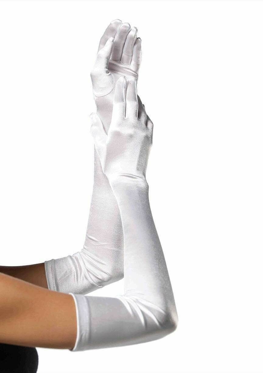 Extra long satin gloves os