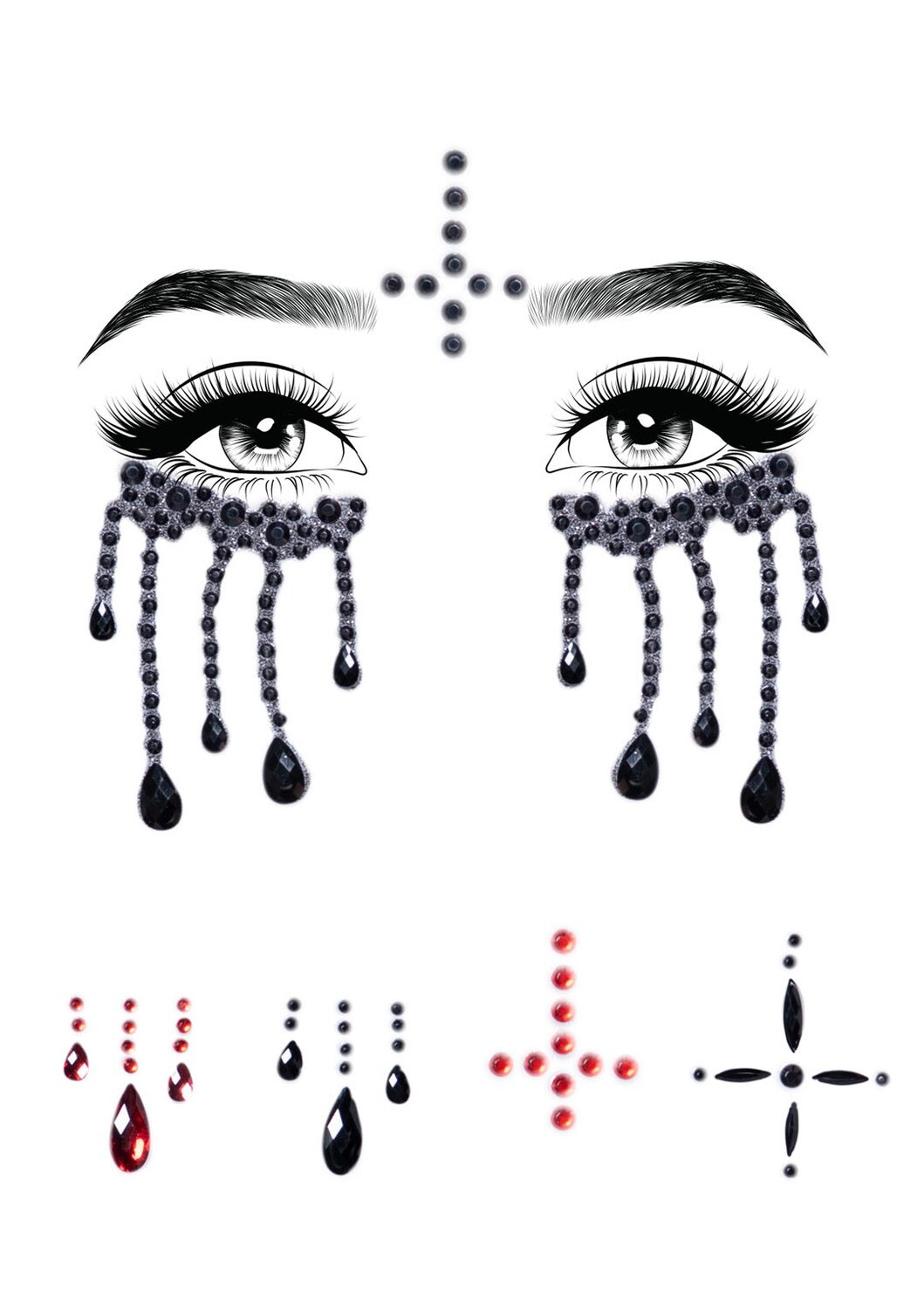 Possessed adhesive face jewels