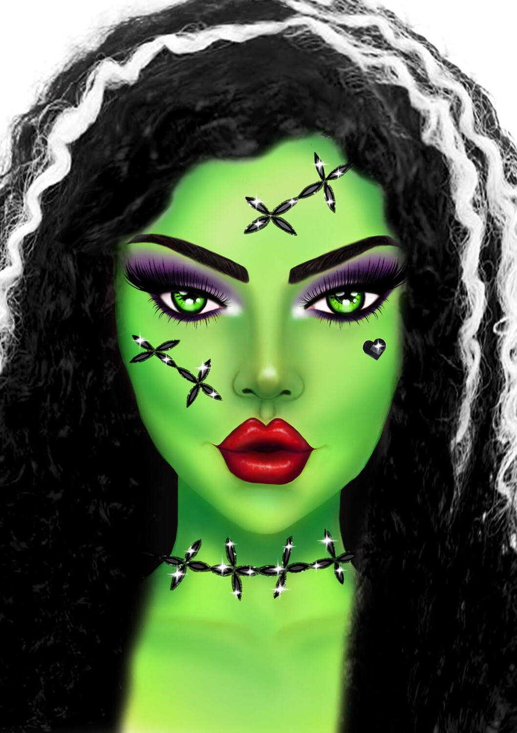 Stitches adhesive face jewels