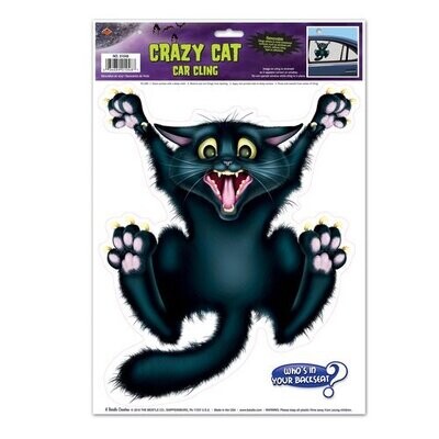 Crazy cat car cling