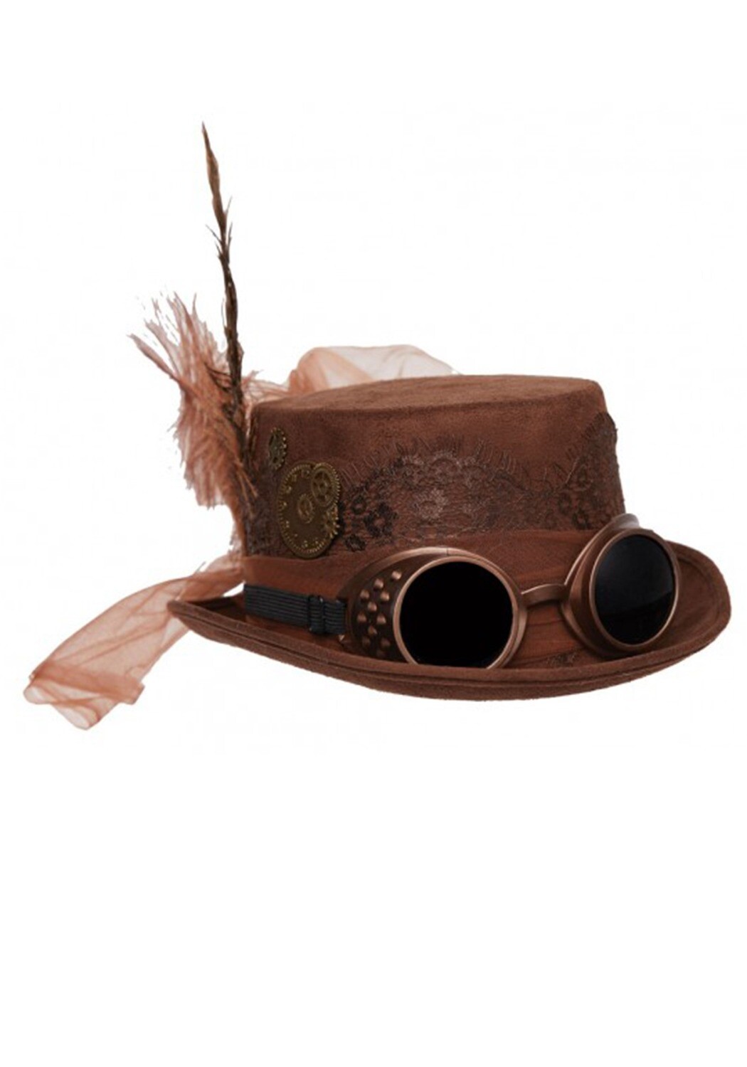 faux suede hat w/goggles